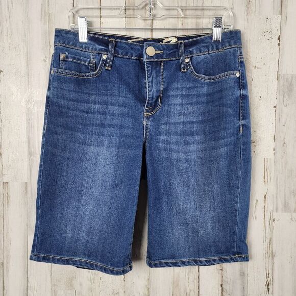 Seven 7 Sunset Bermuda Jean Shorts Blue Size 8 - Picture 1 of 9